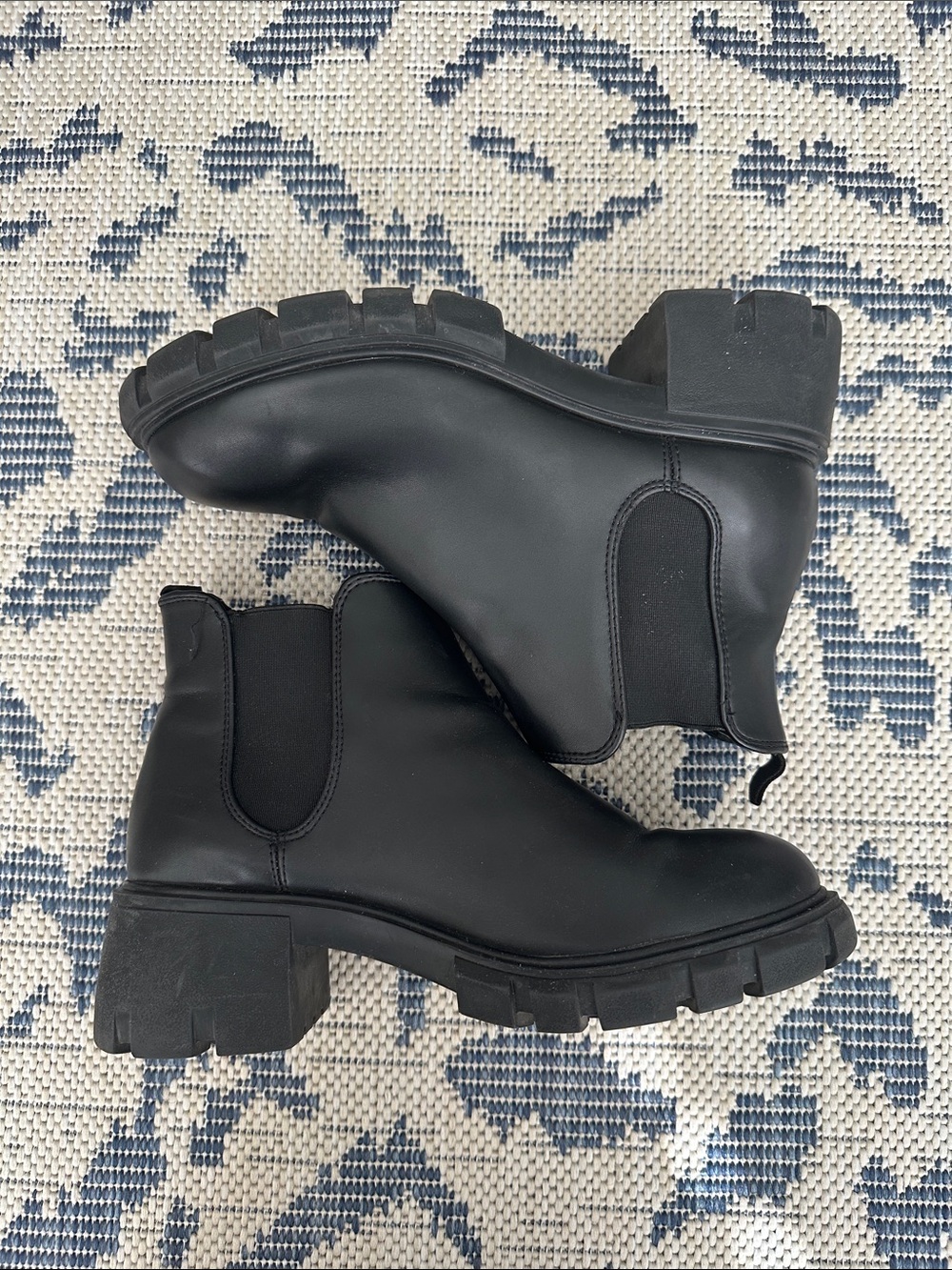 Steve Madden Black Lug Sole Chelsea Booties
